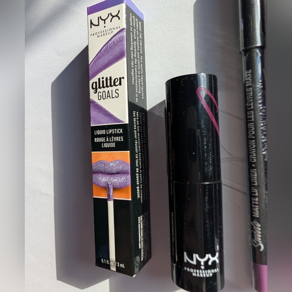 NYX Professional Makeup 4pc Purple Lip Bundle Glitter Goals Fairycore Lot - Picture 3 of 4